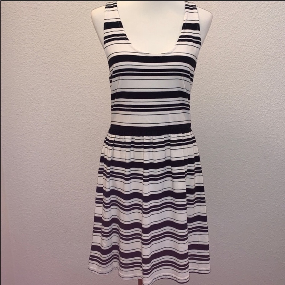 J. Crew White Dress with Black Stripes Size Large